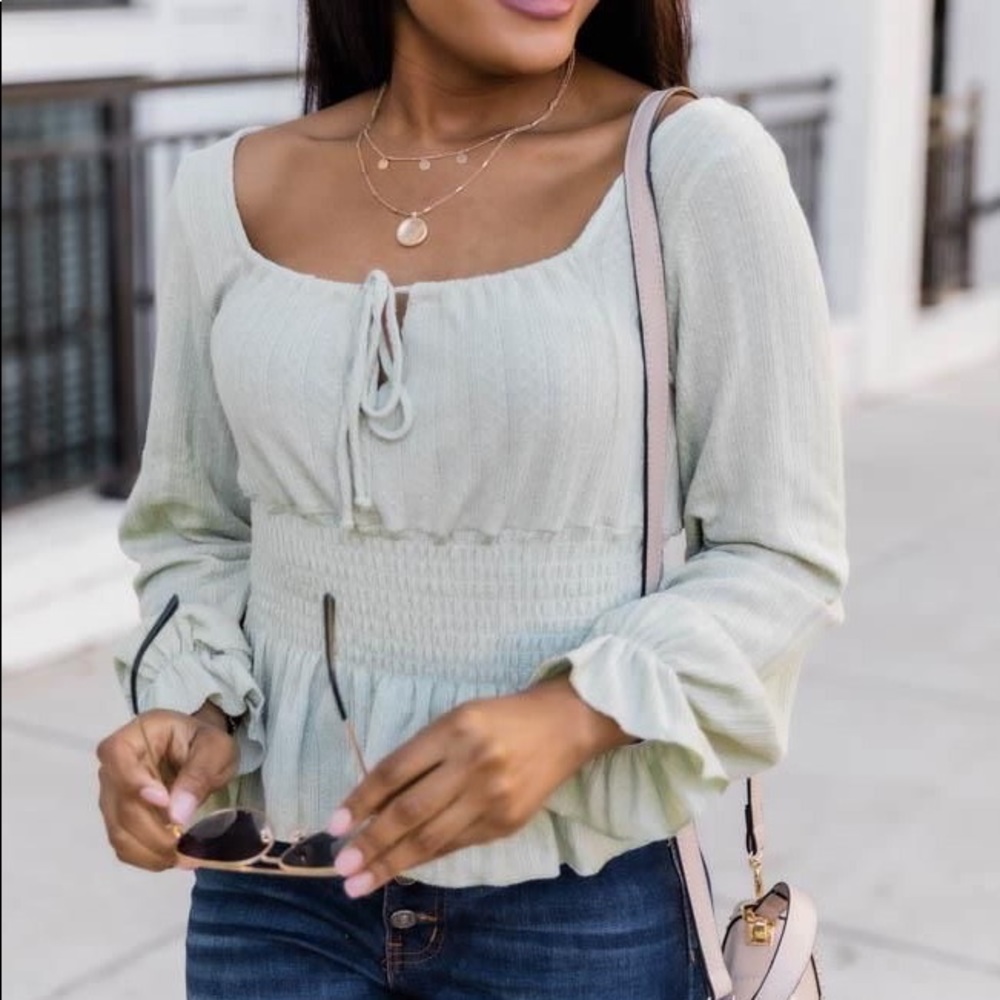 Pink Lily Light Green Blouse
